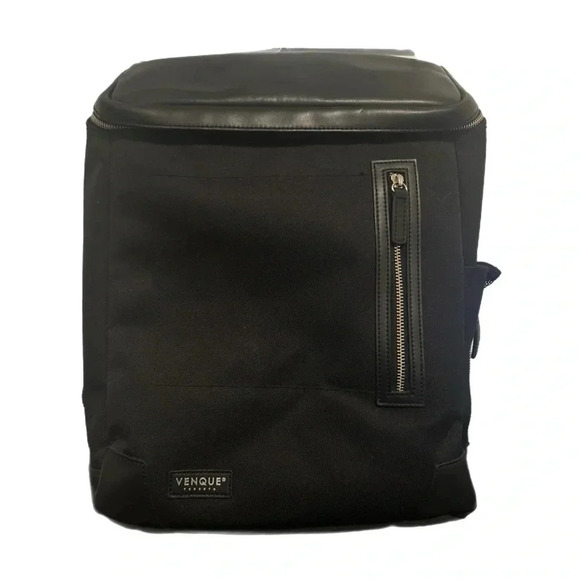 Venque Amsterdam Water Resistant 15” Laptop Backpack fabric Real Leather Top 19L - Picture 3 of 16